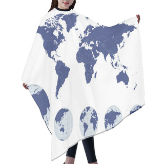 Personality  World Map With Earth Globes Hair Cutting Cape