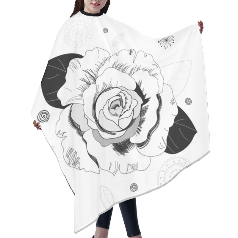 Personality  Sketch Of Roses Hair Cutting Cape