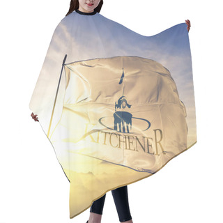 Personality  Kitchener Of Ontario Of Canada Flag Textile Cloth Fabric Waving On The Top Sunrise Mist Fog Hair Cutting Cape