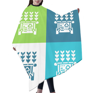Personality  Agriculture Flat Four Color Minimal Icon Set Hair Cutting Cape