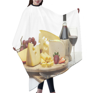 Personality  Cheese Still Life On A Wooden Round Tray Hair Cutting Cape