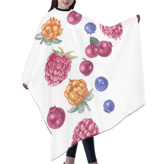 Personality  Hand Drawn Berries On White Background Hair Cutting Cape