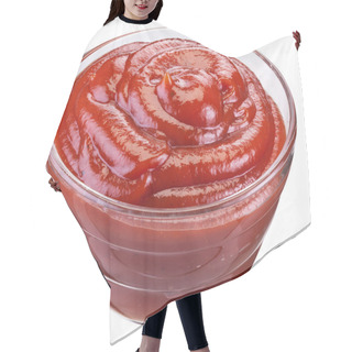 Personality  Tomato Ketchup In The Small Bowl. File Contains Clipping Paths. Hair Cutting Cape