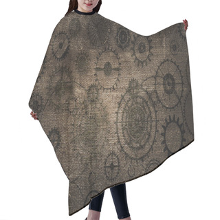Personality  Steampunk Old Background, Paper Canvas Frame, Cogs, Gears Retro Vintage Wallpaper Hair Cutting Cape