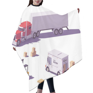 Personality  Vector Low Poly Trucks And Forklift Hair Cutting Cape