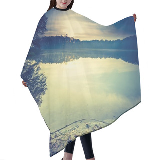 Personality  Sunset Over Calm Lake Hair Cutting Cape