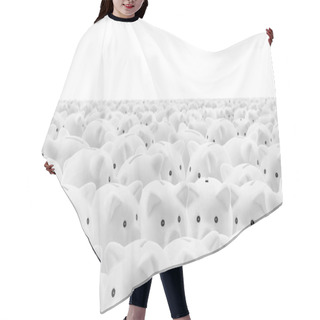Personality  Large Group Of White Piggy Banks Hair Cutting Cape