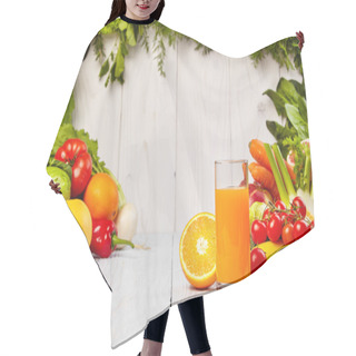 Personality  Fresh Juices With Fruits And Vegetables Hair Cutting Cape