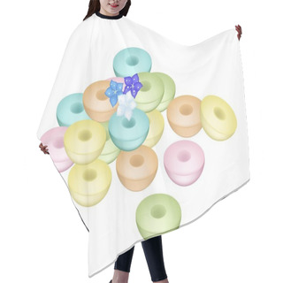 Personality  Colorful Thai Sweetmeat Puddings On White Background Hair Cutting Cape