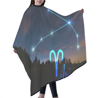 Personality  Dark Landscape With Night Starry Sky And Aries Constellation Hair Cutting Cape