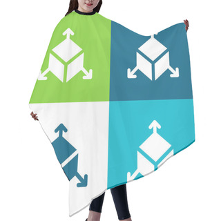 Personality  3d Flat Four Color Minimal Icon Set Hair Cutting Cape