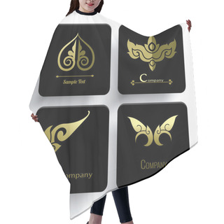 Personality  Vector Set Of Thai Ornament Design And Decoration On Black Background Hair Cutting Cape