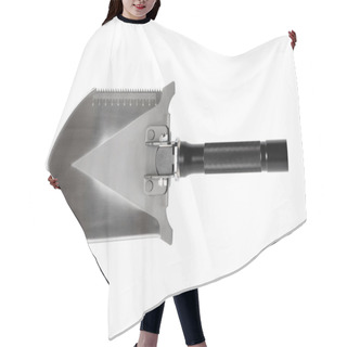 Personality  Sharp Metal Shovel With A Saw On White Background. Isolated. Hair Cutting Cape
