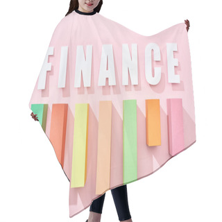 Personality  Top View Of Finance Inscription With Color Block Graph On Pink Background Hair Cutting Cape