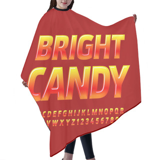 Personality  Vector Tasty Logo Bright Candy. Red And Yellow Glossy Font. Creative Alphabet Letters And Numbers Set Hair Cutting Cape