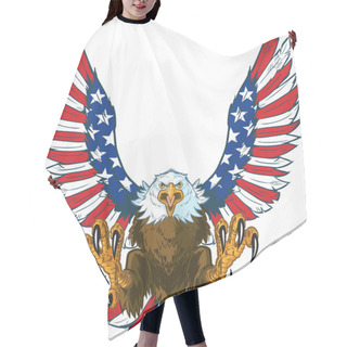 Personality  Screaming Eagle With American Flag Wings Vector Clip Art Hair Cutting Cape