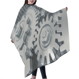 Personality  3D Rendered Illustration Of Metallic Gears And Cogs. Hair Cutting Cape