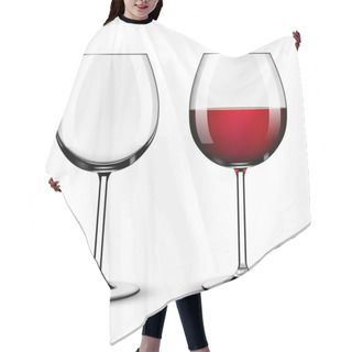 Personality  Full And Empty Red Wine Glass Against A White Background Hair Cutting Cape