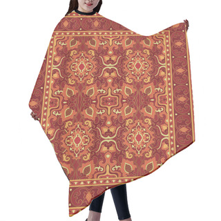 Personality  Colorful Template For Carpet, Textile. Oriental Floral Pattern With Frame. Hair Cutting Cape