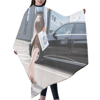 Personality  Businesswoman Holding Business Newspaper Hair Cutting Cape