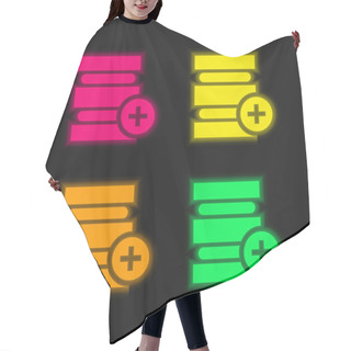 Personality  Add Four Color Glowing Neon Vector Icon Hair Cutting Cape