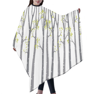 Personality  Birch Tree With Deer And Birds Silhouette Background Hair Cutting Cape