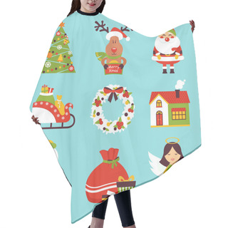 Personality  Christmas Icons Set Hair Cutting Cape