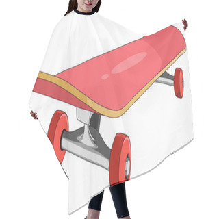 Personality  Vector Illustration Of Red Skateboard Cartoon Hair Cutting Cape