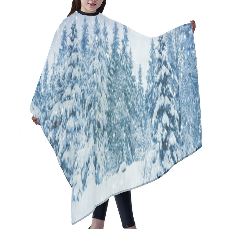Personality  Winter Landscape With Snow Covered Fir Trees. Winter Background. Hair Cutting Cape