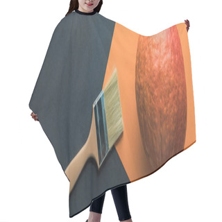 Personality  Panoramic Shot Of Pumpkin Near Paintbrush On Black And Orange Background Hair Cutting Cape