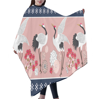 Personality  Border With Cranes And Flowers. Hair Cutting Cape