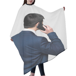 Personality  Businessman Talking On Phone Hair Cutting Cape