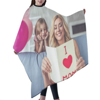 Personality  Mom And Daughter At Home Hair Cutting Cape
