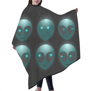 Personality  Set Of Vector Alien Faces Hair Cutting Cape