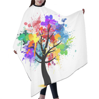 Personality  Multi Colored Paint Splat Abstract Tree Hair Cutting Cape