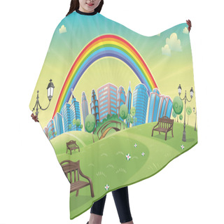 Personality  Park With Rainbow. Hair Cutting Cape