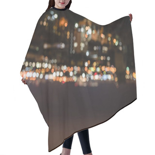 Personality  Blurred Buildings With Bright Bokeh Lights At Night  Hair Cutting Cape