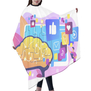 Personality  AI In Social Media Concept Vector Illustration Hair Cutting Cape