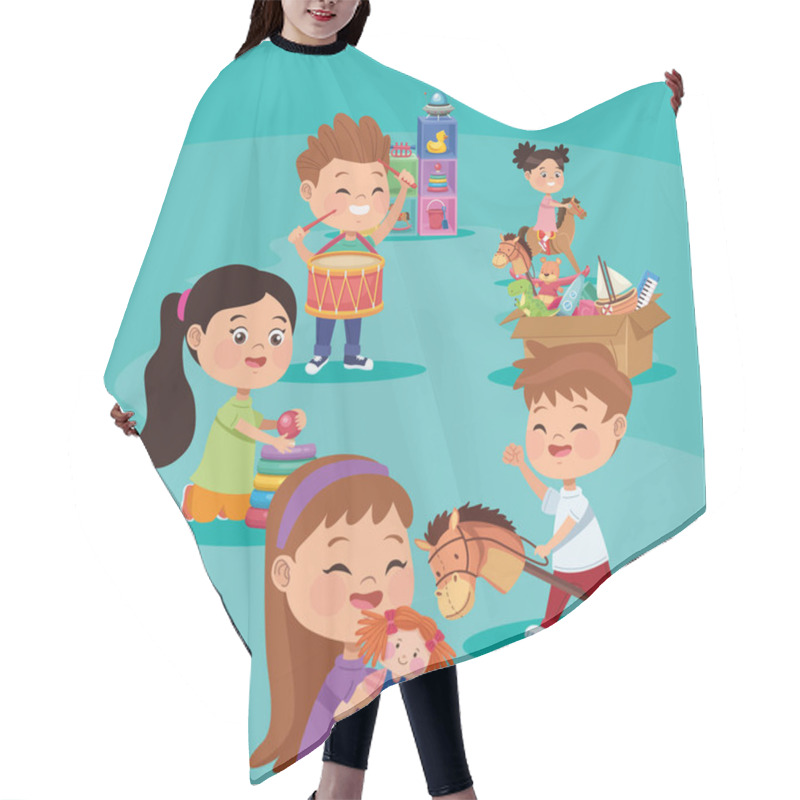 Personality  Happy Kids With Toys Hair Cutting Cape