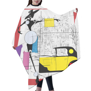 Personality  Fashion Girl Cubism Hair Cutting Cape