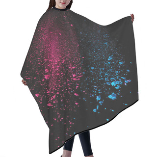 Personality   Pink And Blue Holi Powder In Air On Black Background Hair Cutting Cape