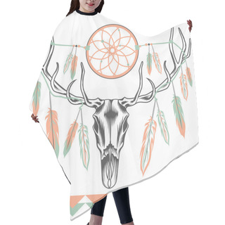 Personality  Ethnic Deer Skull Dreamcatcher Feathers Hair Cutting Cape