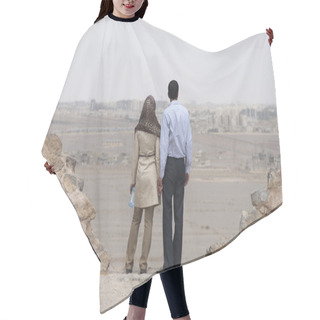 Personality  Iranian Man And Woman Together Hair Cutting Cape
