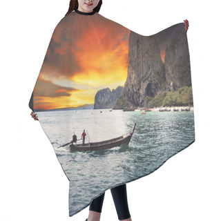 Personality  Beautiful Sea Scape Wood Boat Of Railay Bay Krabi Southern Of Th Hair Cutting Cape