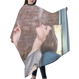 Personality  Smoking Young Woman Hair Cutting Cape