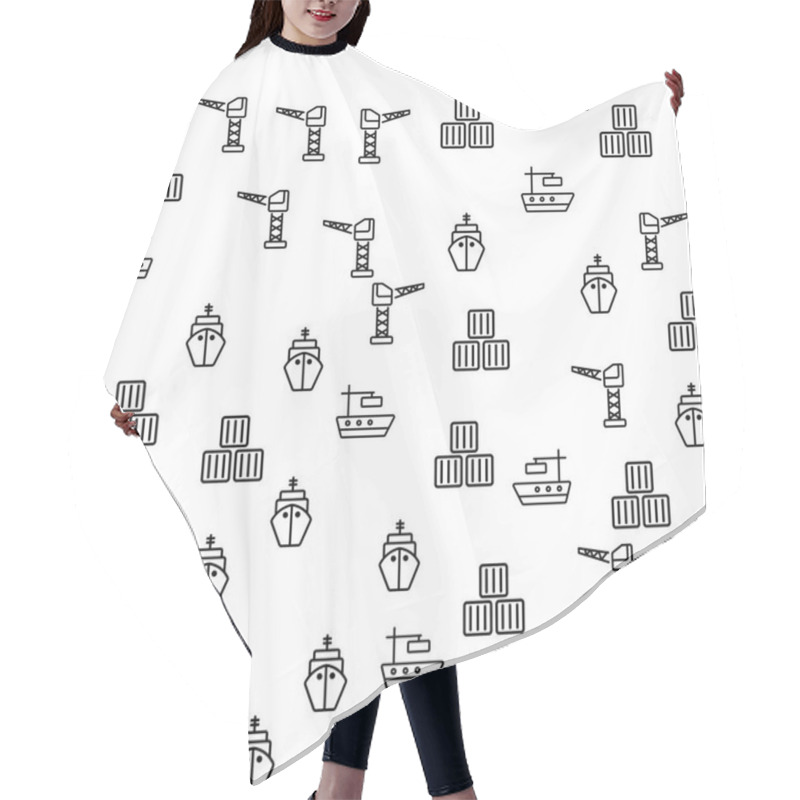 Personality  Commercial Cargo Sea Port Seamless Pattern Vector Hair Cutting Cape