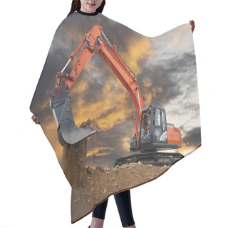 Personality  Excavator At Construction Site Hair Cutting Cape