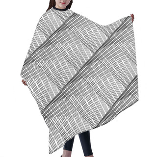 Personality  Design Seamless Monochrome Grid Pattern Hair Cutting Cape