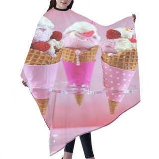Personality  Summertime Pink Ice Cream Cones Hair Cutting Cape