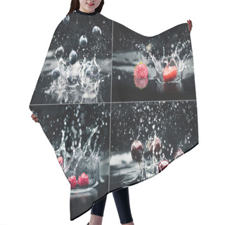 Personality  Various Berries Falling In Water Hair Cutting Cape